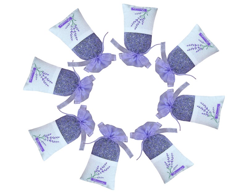 Sanrich 50PCS Lavender Sachet Bags Empty Purple Gauze Ribbons Cotton-Ramie Sacks (Light Purple) - Image 2